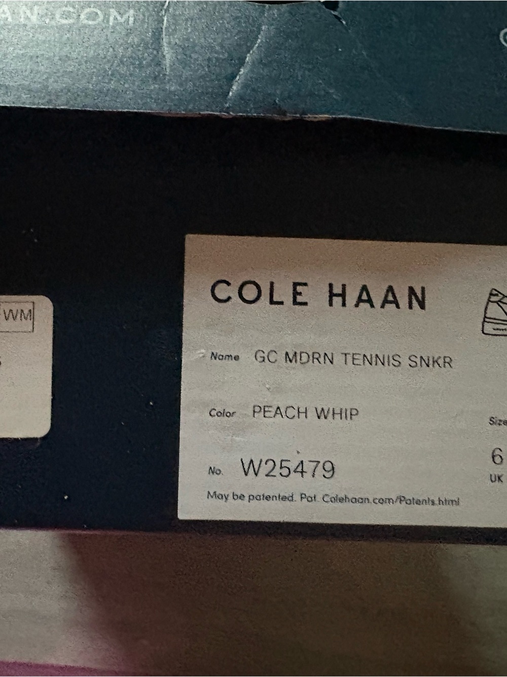 Cole Haan Peach Whip GC Modern Tennis Sneaker Box Label